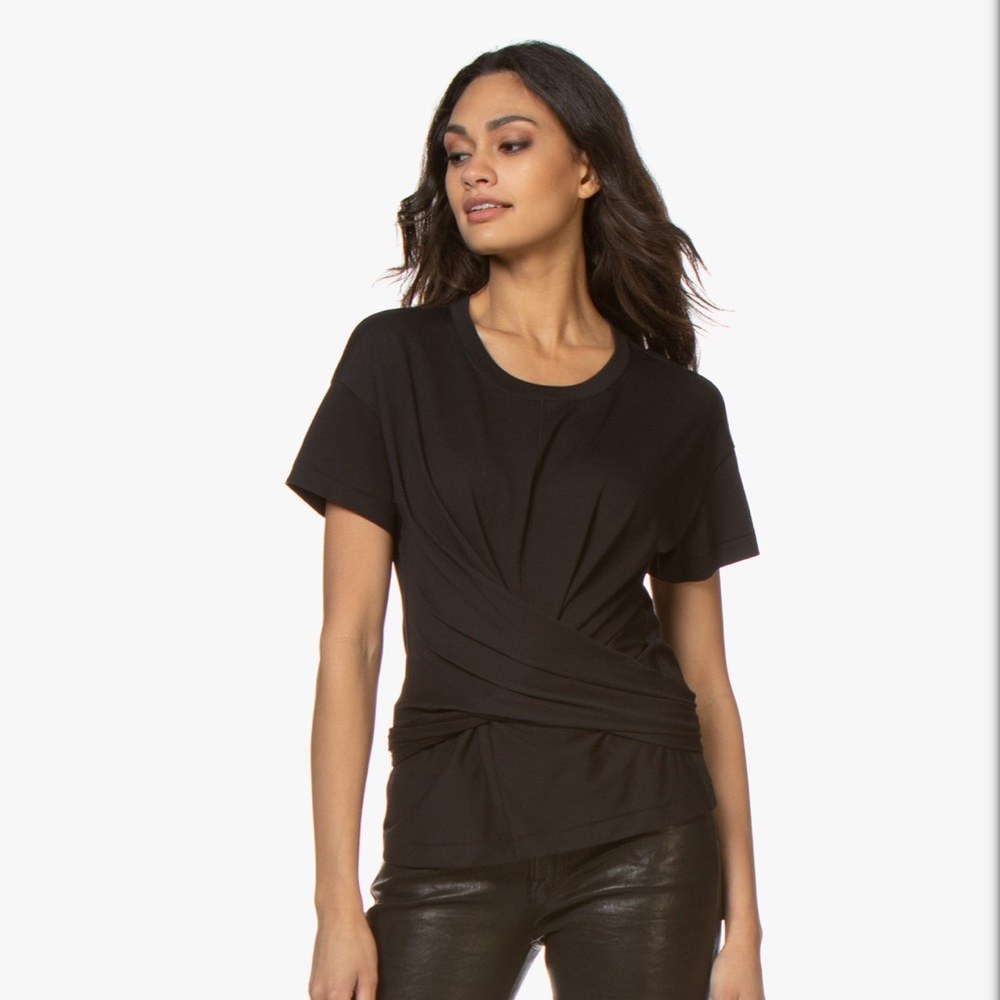 Rag & Bone Aime Tie Front Cotton Jersey T-Shirt